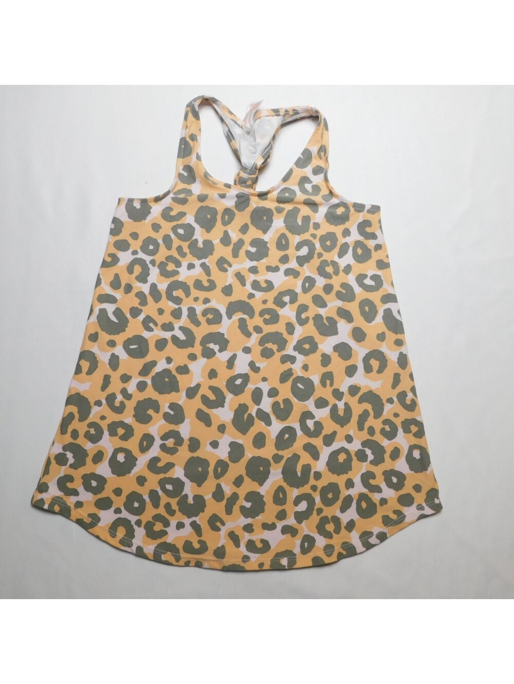 Cat & Jack Girls Tank Top Size S 6/7 Yellow Gray Leopard Cheetah Print Racerback
